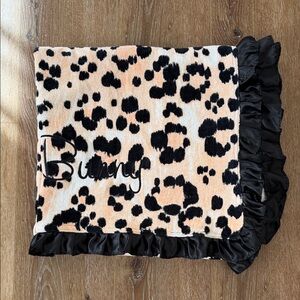 Beach Bunny Leopard Print Blanket with Black Ruffle